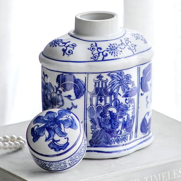 Hamptons Blue & White Ceramic Decorative Ginger Temple Jar