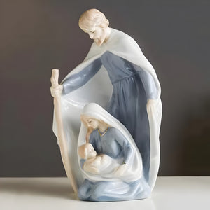 Blue & White The Holy Family Ceramic Statue