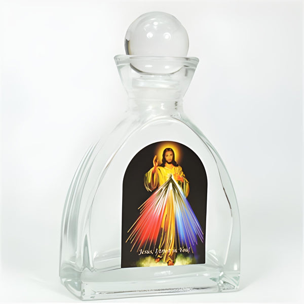 Catholic Divine Mercy Jesus Christ Glass Bottle with Ball Lid