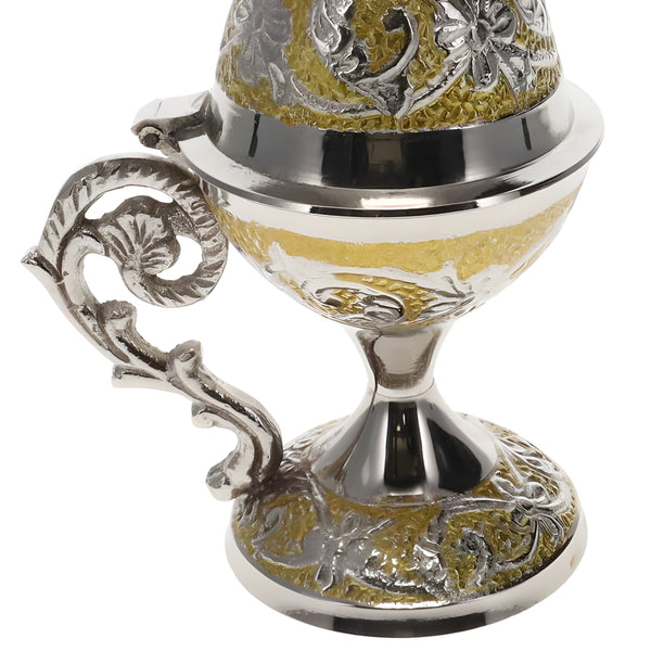 Orthodox Silver & Brass Metal Religious Incense Burner With Cross Top & Handle