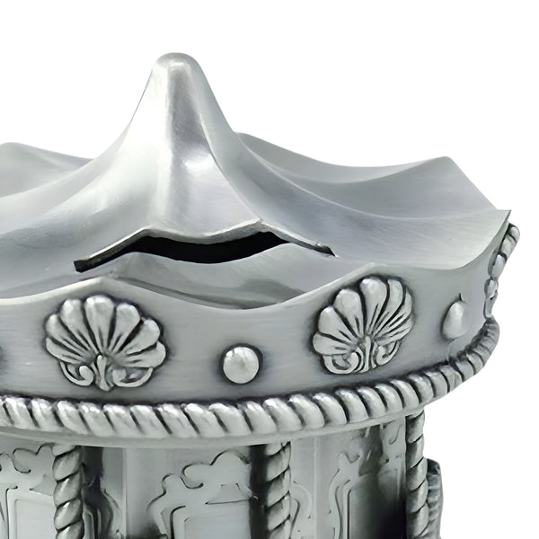 Children's Silver Pewter Carousel Merry Go Round Money Box