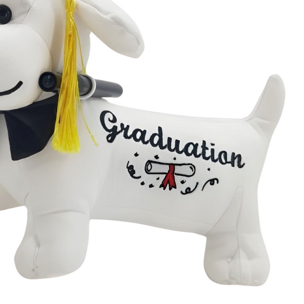 White Graduation Signature Message Lying Dog & Pen Set