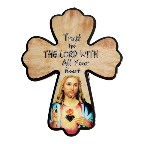 Catholic Sacred Heart Jesus Christ Cross Shape Ceramic Plaque