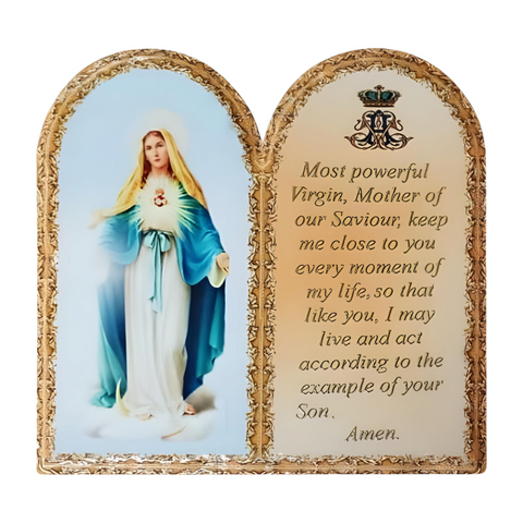 Catholic Blessed Holy Mother Mary & Prayer Dual Ceramic Plaque