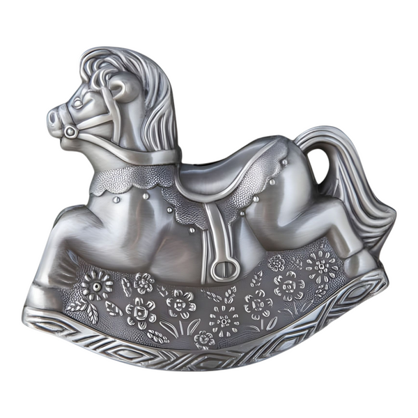 Children's Silver Pewter Rocking Horse Money Box