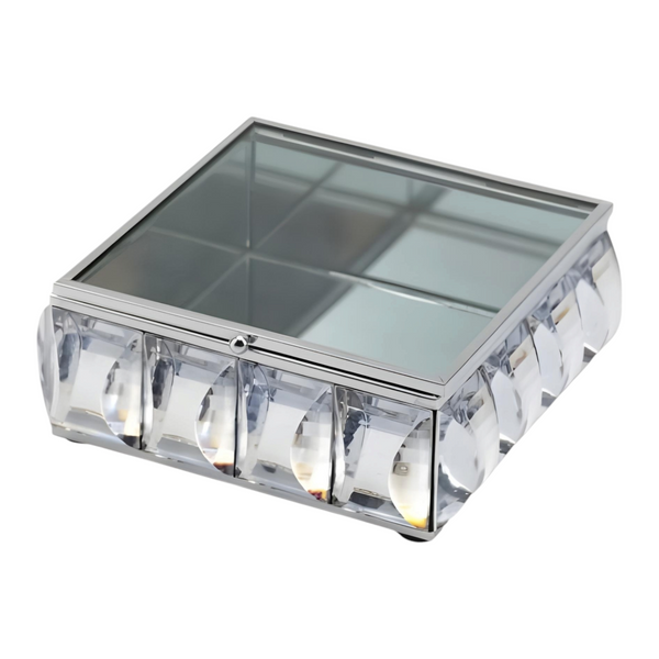Silver Framed Square Jewellery Box & Sparkling Acrylic Jewels
