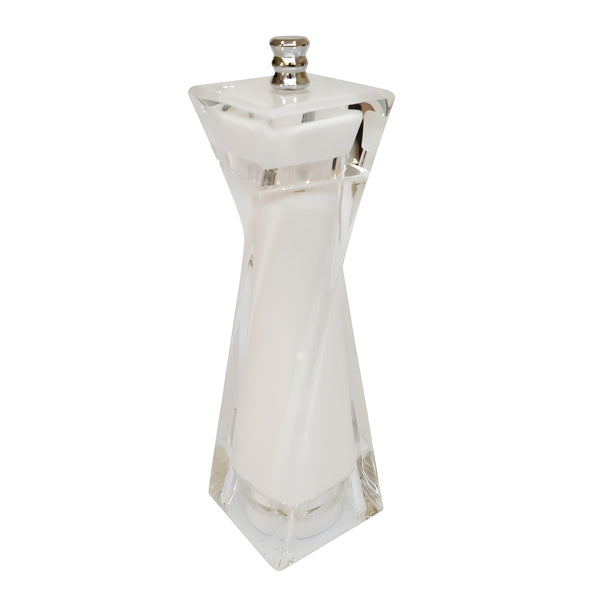 2 Piece White & Transparent Acrylic Salt & Pepper Grinder Shakers Mill Set