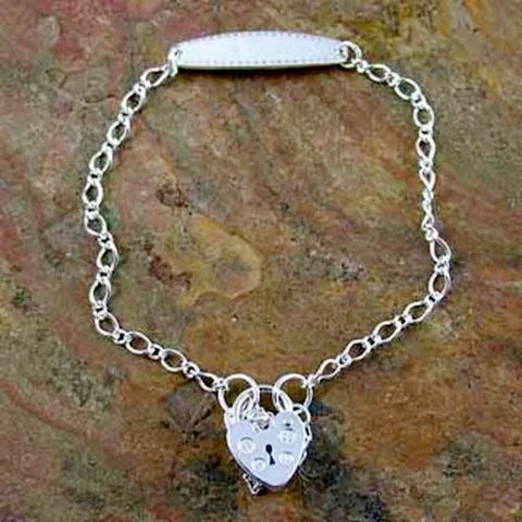 Sterling Silver Baby Identity Name Bracelet & Padlock
