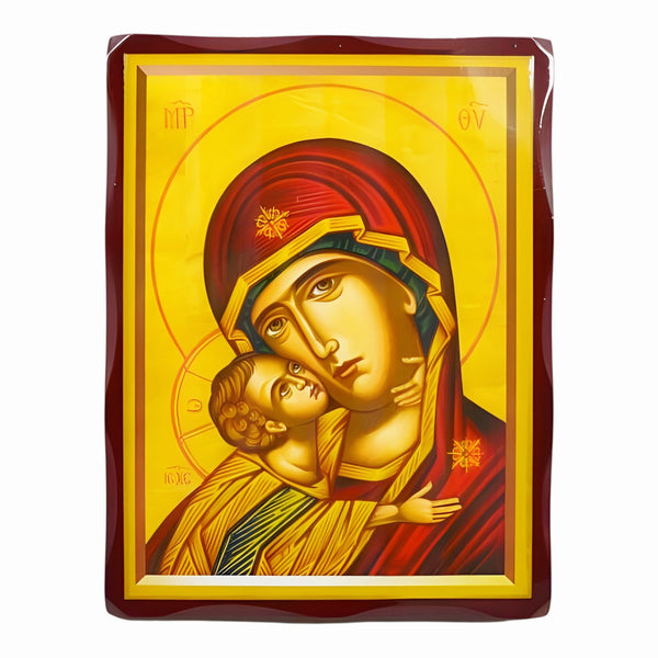 Orthodox Holy Mother Mary Wooden Icon Plaque