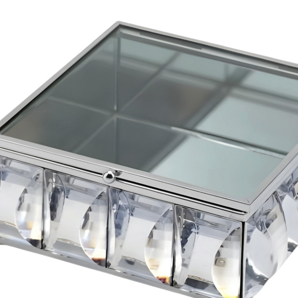 Silver Framed Square Jewellery Box & Sparkling Acrylic Jewels