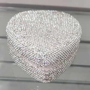 Heart Shape & Sparkling Crystal Diamantes Full Body Jewellery Box