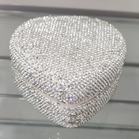 Heart Shape & Sparkling Crystal Diamantes Full Body Jewellery Box