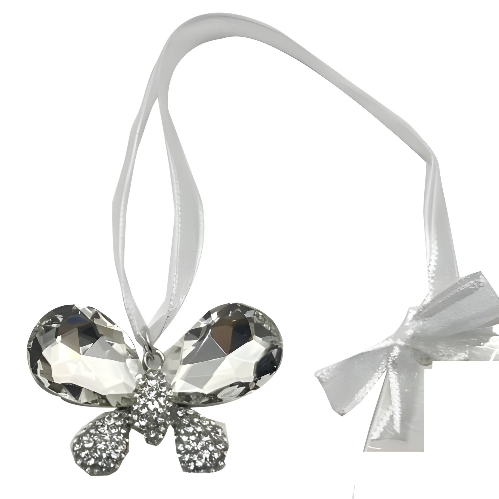 Silver Butterfly with Crystal Diamantes Wedding Bridal Good Luck Charm