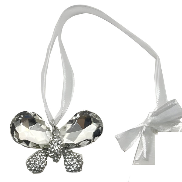 Silver Butterfly with Crystal Diamantes Wedding Bridal Good Luck Charm