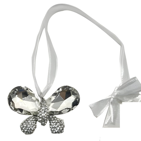 Silver Butterfly with Crystal Diamantes Wedding Bridal Good Luck Charm