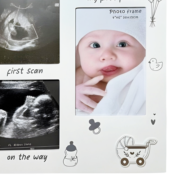 White Wooden Baby's First Ultrasound Sonogram Scan & First Photo  Multi Collage Frame