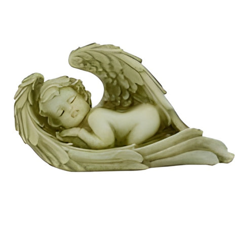 Sleeping Angel Cherub Statue In Wings