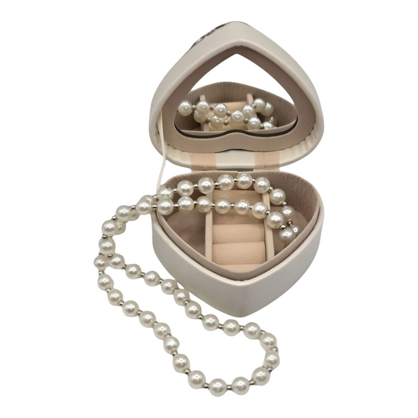 Heart Shape & Sparkling Glass Crystal Rhinestone Gems on Lid Jewellery Box