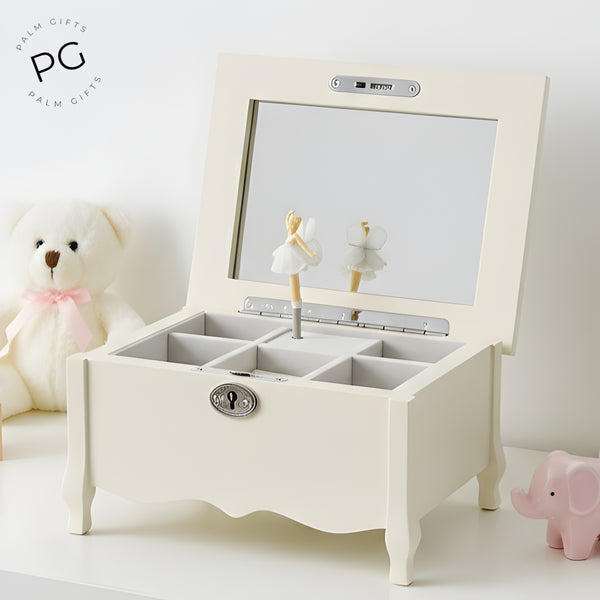 Children's White Musical Ballerina Jewellery Box