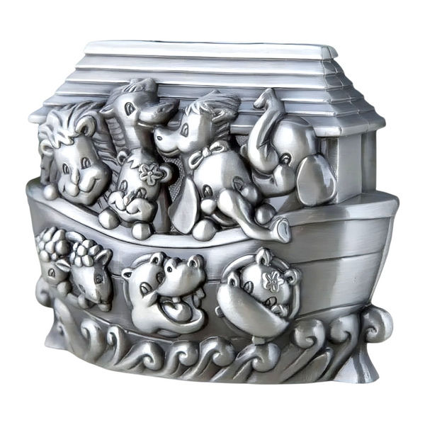 Children's Silver Pewter Noah's Ark Money Box