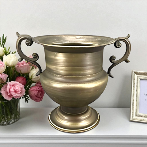 Antique Gold Urn Vase & Ornate Handles