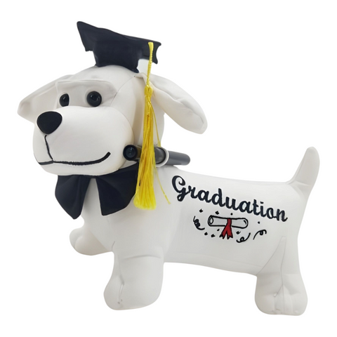 White Graduation Signature Message Lying Dog & Pen Set