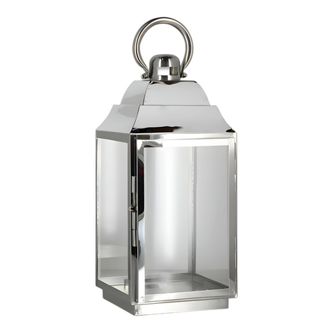 Set 2 Silver Stainless Steel Decorative Hurricane Candle Holder Lantern & Top Handle