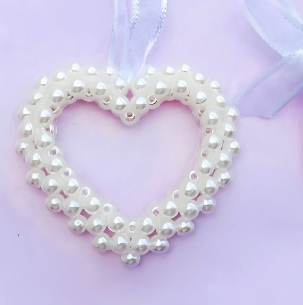 Double Pearl Edged Love Heart Wedding Bridal Good Luck Charm