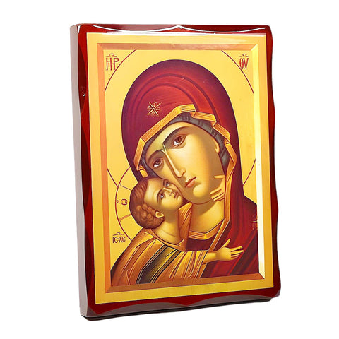 Orthodox Holy Mother Mary Wooden Icon Plaque