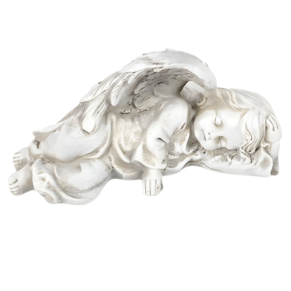 Set 2 Sleeping Angel Cherub Statues In Wings