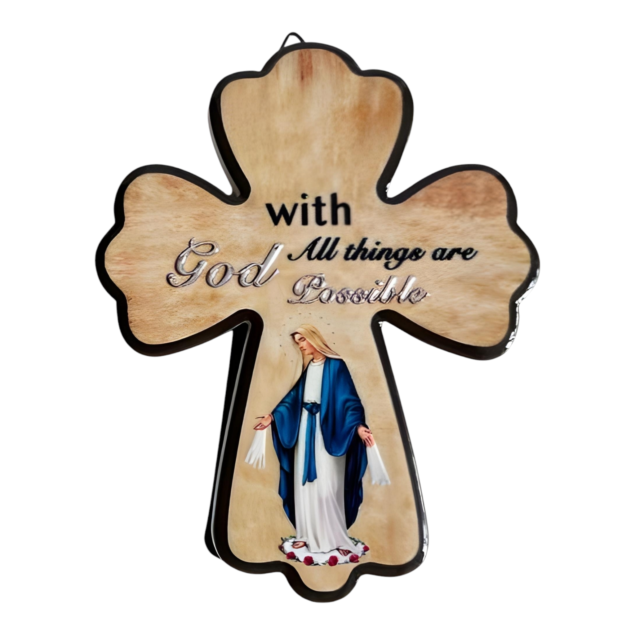 Catholic Blessed Holy Mother Mary Cross Shape Ceramic Plaque