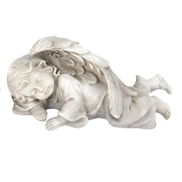 Set 2 Sleeping Angel Cherub Statues In Wings