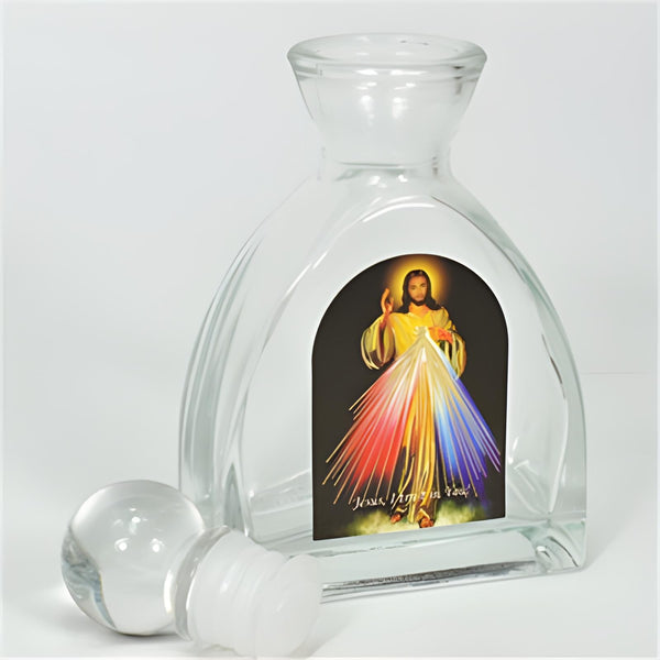 Catholic Divine Mercy Jesus Christ Glass Bottle with Ball Lid