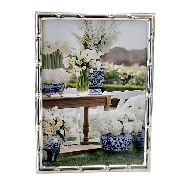 Silver Plated Slim Bamboo Decorative Photo Frame- 5"x7"