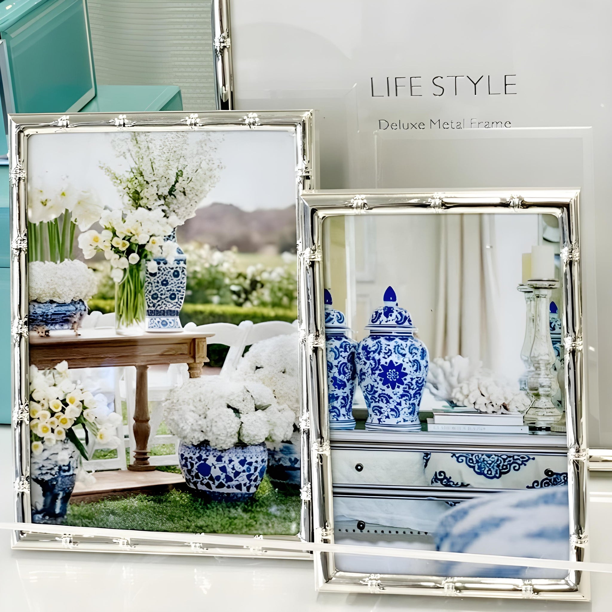 Silver Plated Slim Bamboo Decorative Photo Frame- 5"x7"