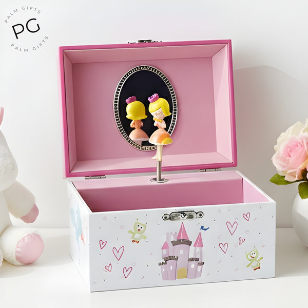 Children's White & Pink Musical Princess Jewellery Box