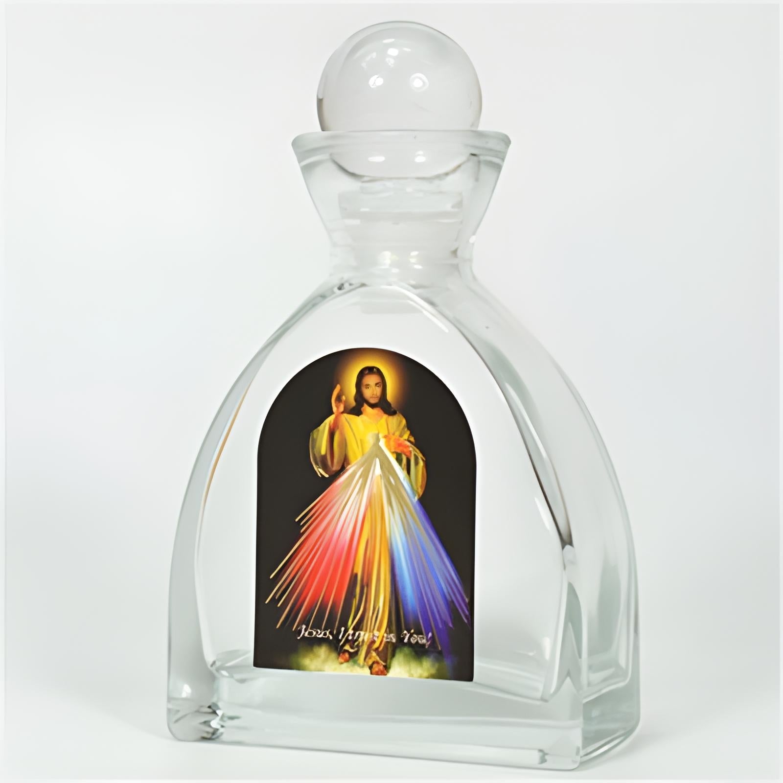 Catholic Divine Mercy Jesus Christ Glass Bottle with Ball Lid