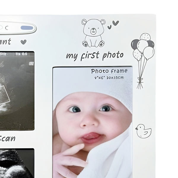White Wooden Baby's First Ultrasound Sonogram Scan & First Photo  Multi Collage Frame