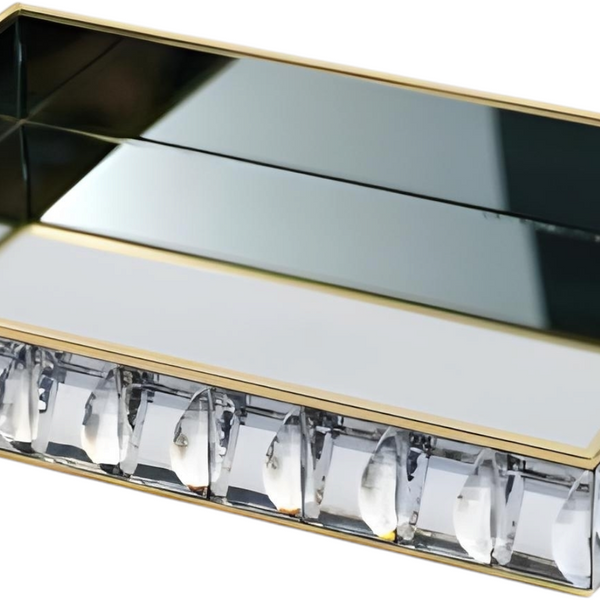 Gold Framed Rectangle Decorative Mirror Tray & Sparkling Acrylic Jewels