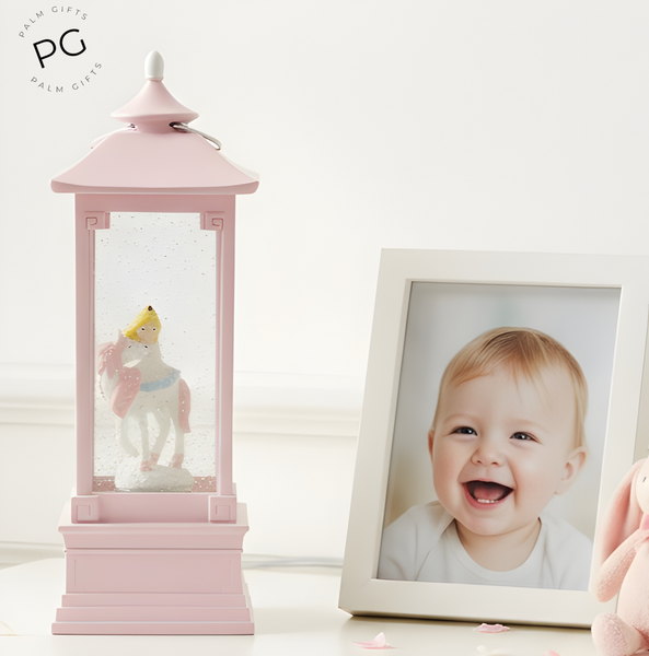 Children's Large Pink Musical Unicorn & Girl Light Up Glitter Lantern