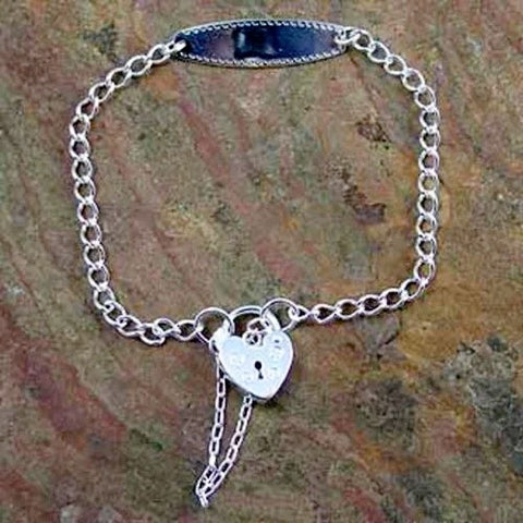 Sterling Silver Baby Identity Name Bracelet & Padlock