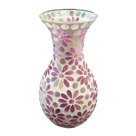 Pink Mosaic Glass Decorative Vase