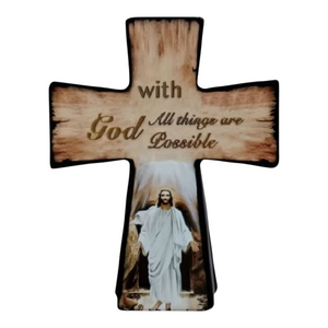 Catholic Jesus Christ In The Light Cross Shape Ceramic Plaque