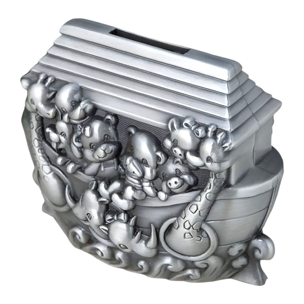 Children's Silver Pewter Noah's Ark Money Box
