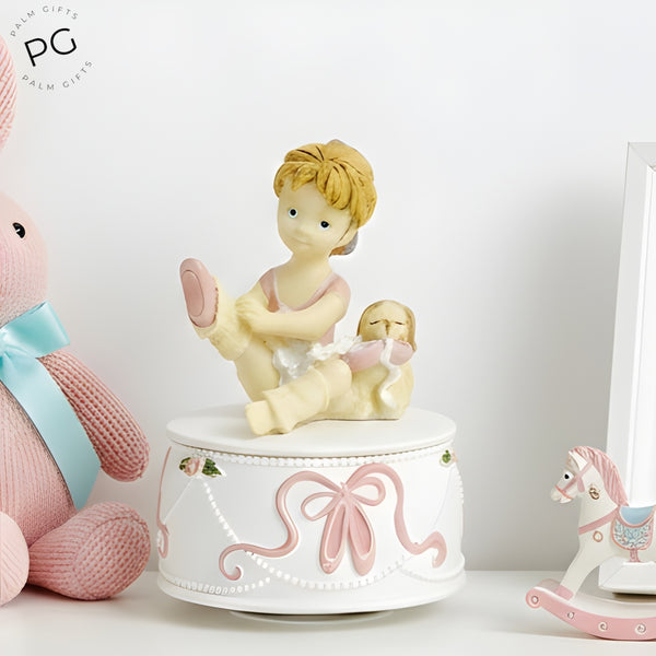Children's White & Pink Musical Ballerina & Dog Rotating Carousel