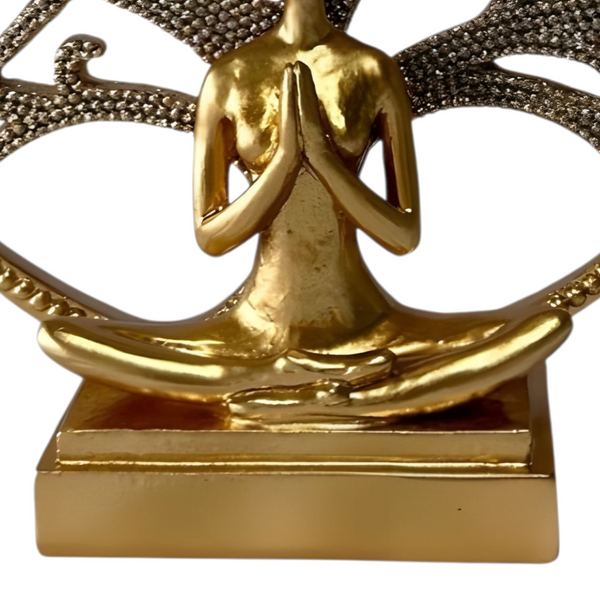 Round Gold Plated Tree of Life On Stand Statue