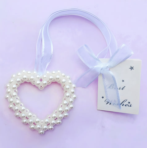 Double Pearl Edged Love Heart Wedding Bridal Good Luck Charm