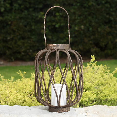 Set 2 Large Rustic Metal Hanging Garden Lanterns
