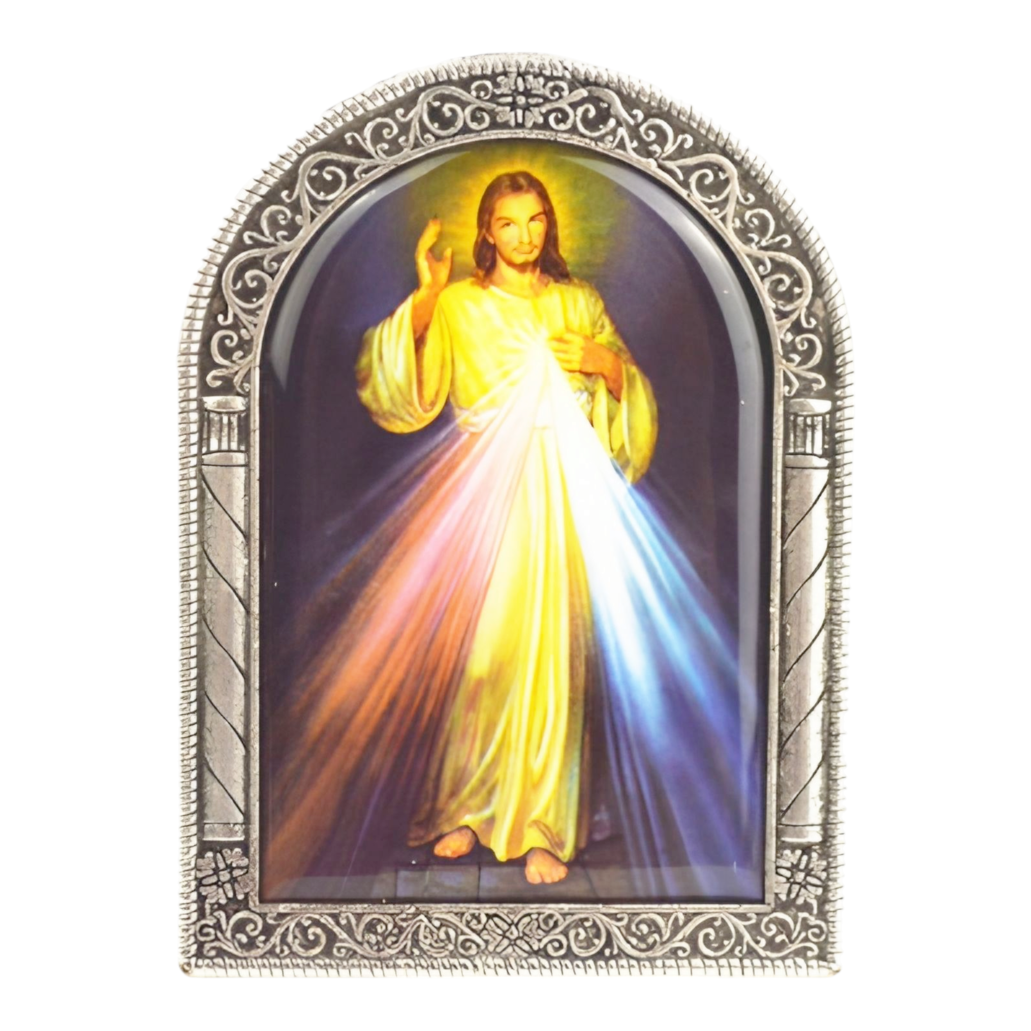 Catholic Silver Plated Divine Mercy Jesus Christ Icon Plaque