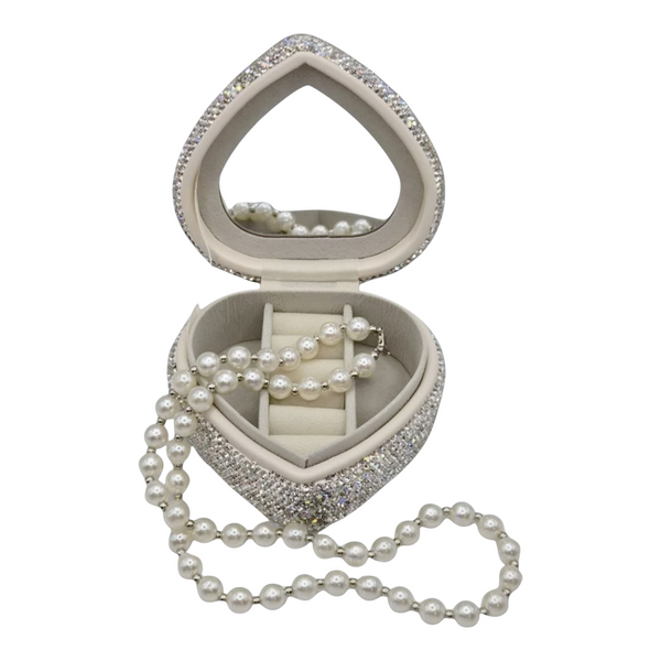 Heart Shape & Sparkling Crystal Diamantes Full Body Jewellery Box